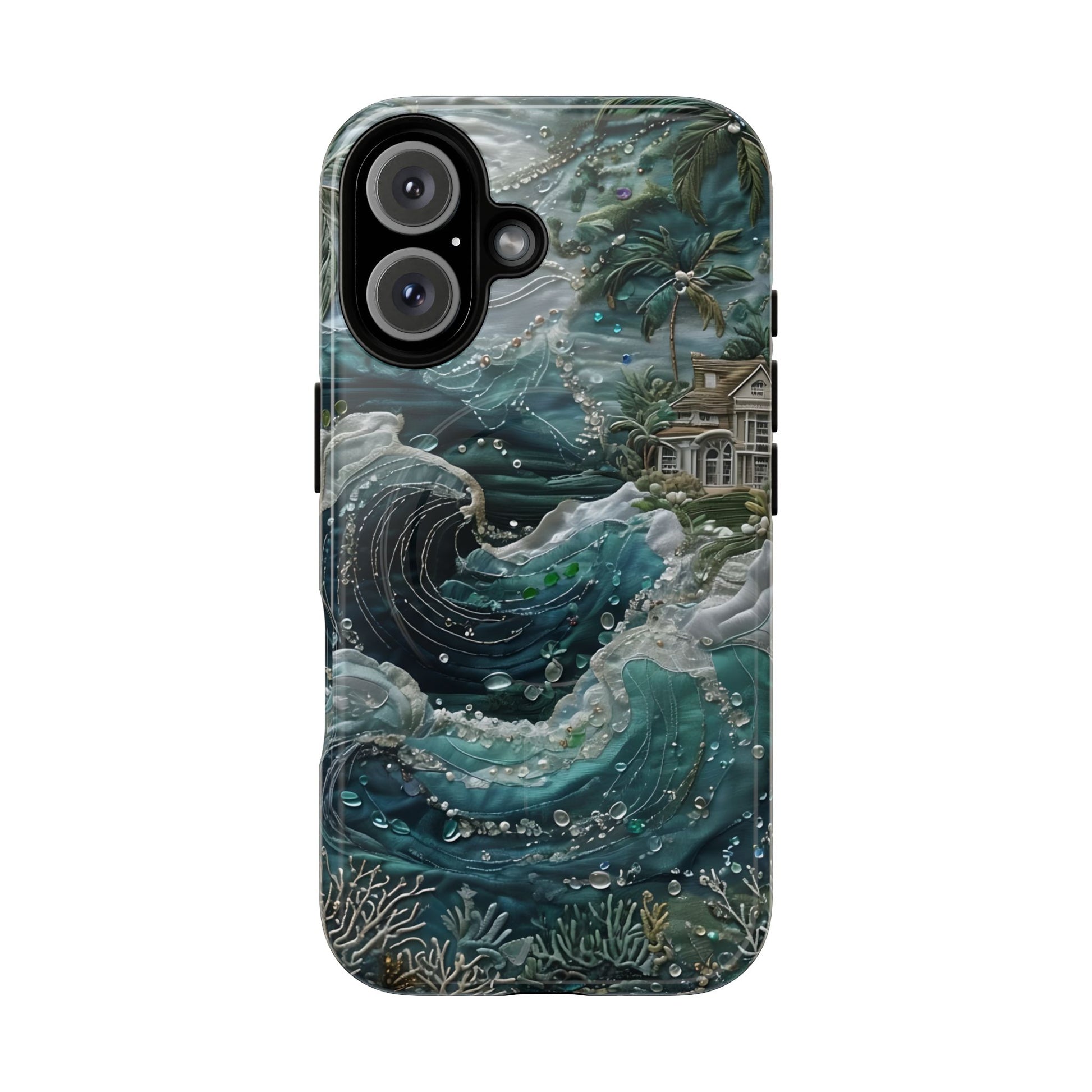 Tropical Midnight Wave - Artistic Ocean iPhone 16 MagSafe Phone Case - Dramatic Blue Wave Design