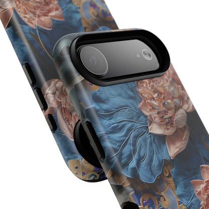 Peony Midnight Tapestry - iPhone Case- MagSafe Compatible - Elegant Blue & Blush Artful Phone Cover