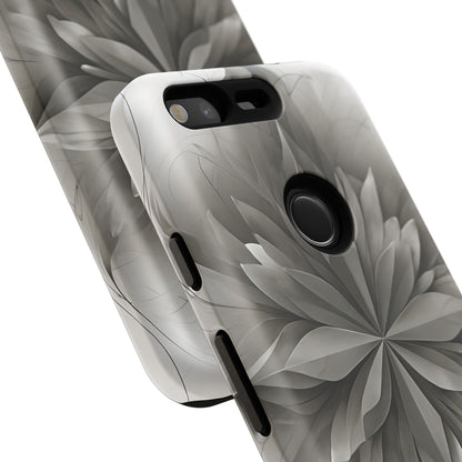Silver Lotus - Elegant Monochrome Floral Google Pixel Tough Phone Case - Modern Lotus Design