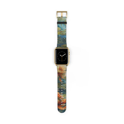 Waterlily Nocturne Apple Watch Band - Nature-Inspired Art Strap, Elegant Mountain Lake Design, Premium Gift for Outdoor Lovers