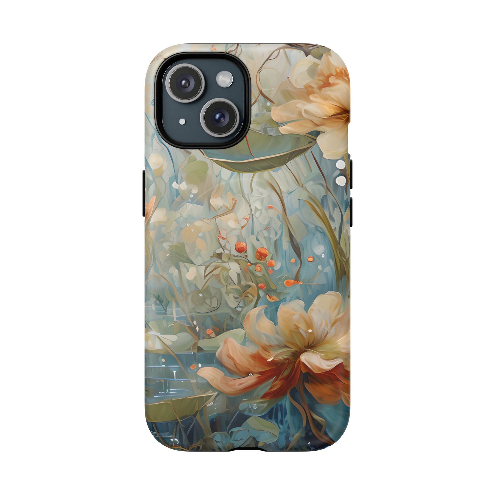 Waterlily Dreamscape - Artistic Floral iPhone 15 MagSafe Phone Case -Waterlily & Lotus Design