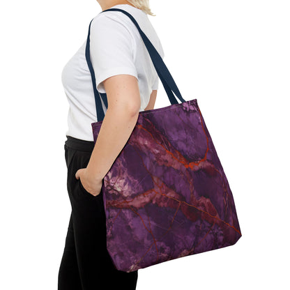 Amethyst Current Tote Bag (16x16 & 18x18)- Artistic Abstract Purple Flow, Artistic Eco-Friendly Shopping Bag