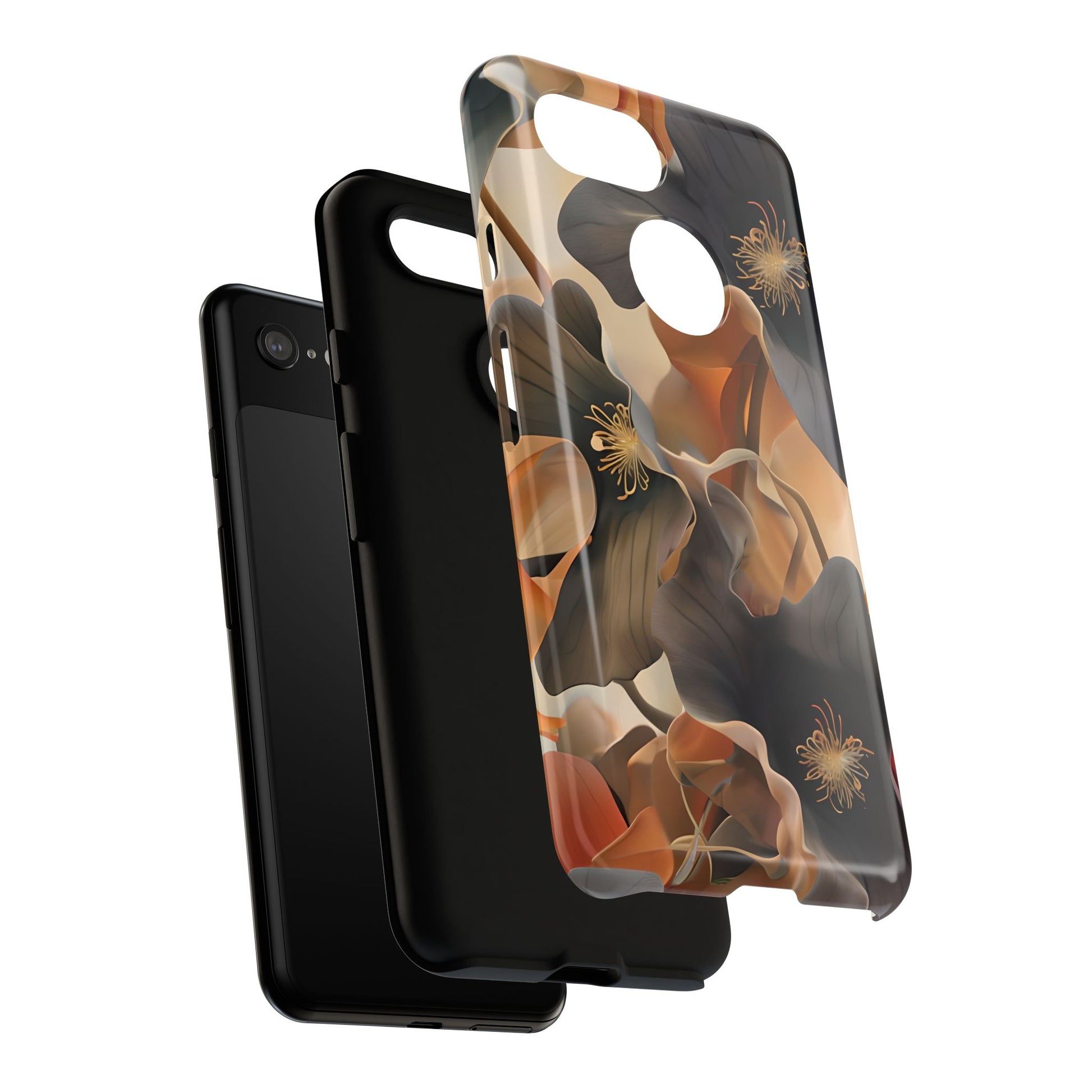 Autumn Ember - Moody Floral Art Google Pixel 3 Tough Phone Case - Warm Earthy Botanical Design