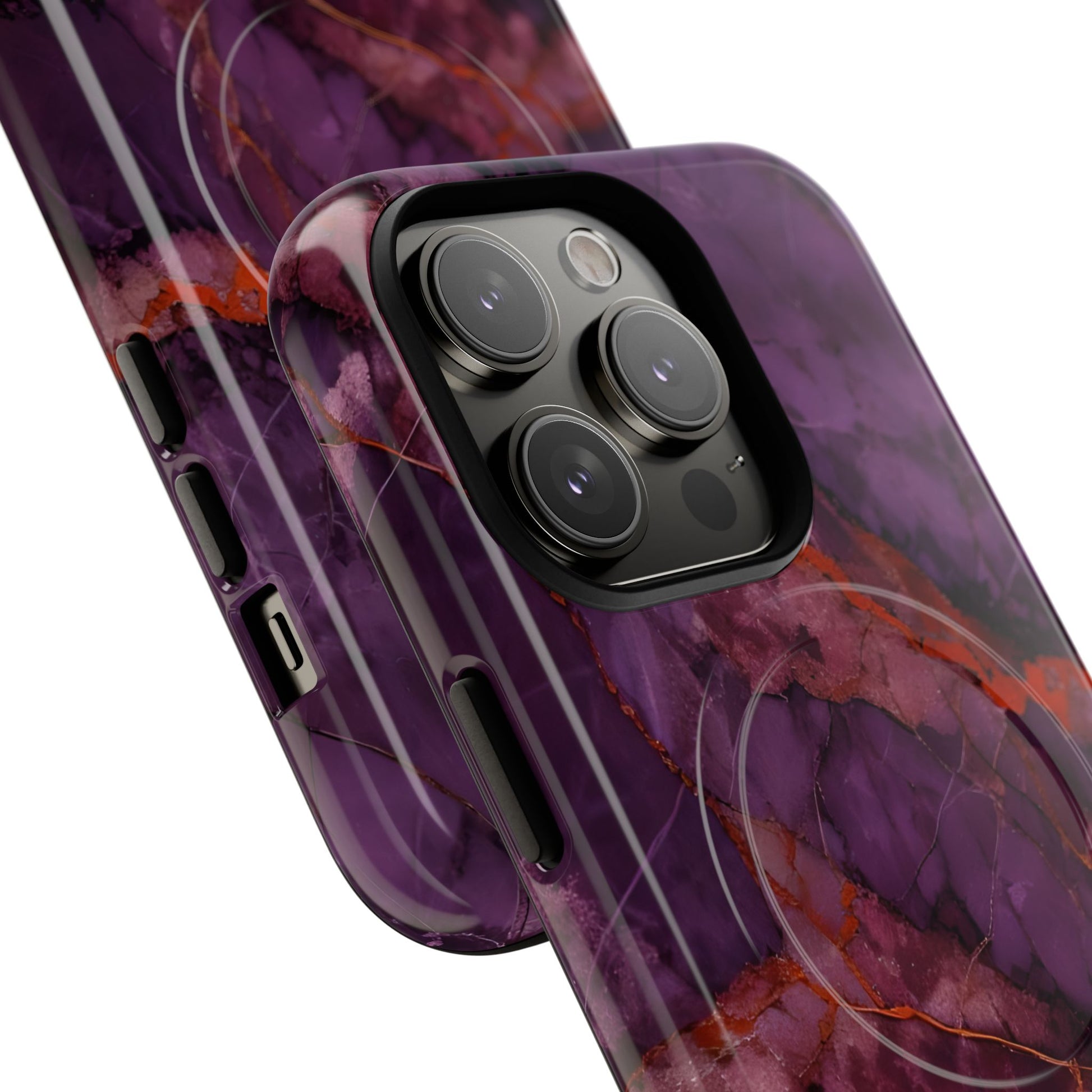 Amethyst Current - Kaleidoscope Collection Artistic Floral Burst - iPhone 14 Pro MagSafe Phone Case - Bold Purple Symmetrical Design