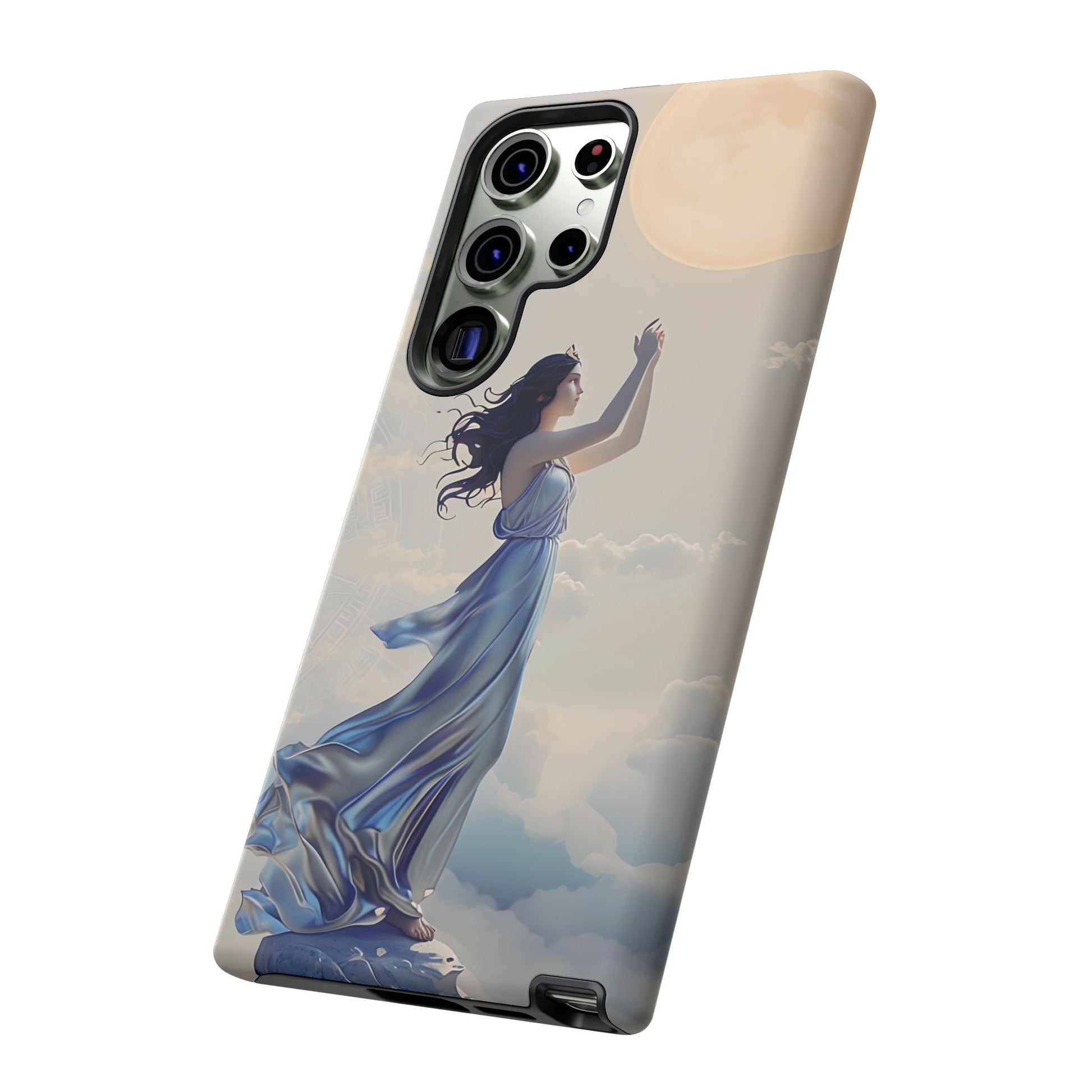Moonlit Ascend - Ethereal Celestial Art Samsung Galaxy S23 Ultra Tough Phone Case - Dreamy Night Sky & Floating Woman Design