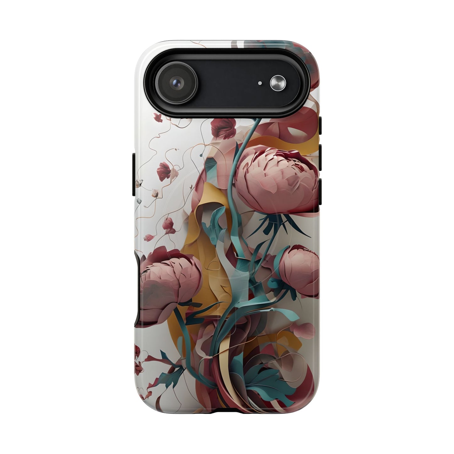 Abstract peony floral iPhone 17 Air MagSafe phone case with modern botanical flower design