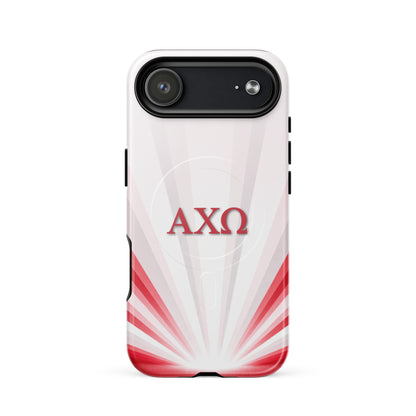 AXO sorority iPhone 17 Air phone case - Alpha Chi Omega Radiant Sunburst design with MagSafe compatibility