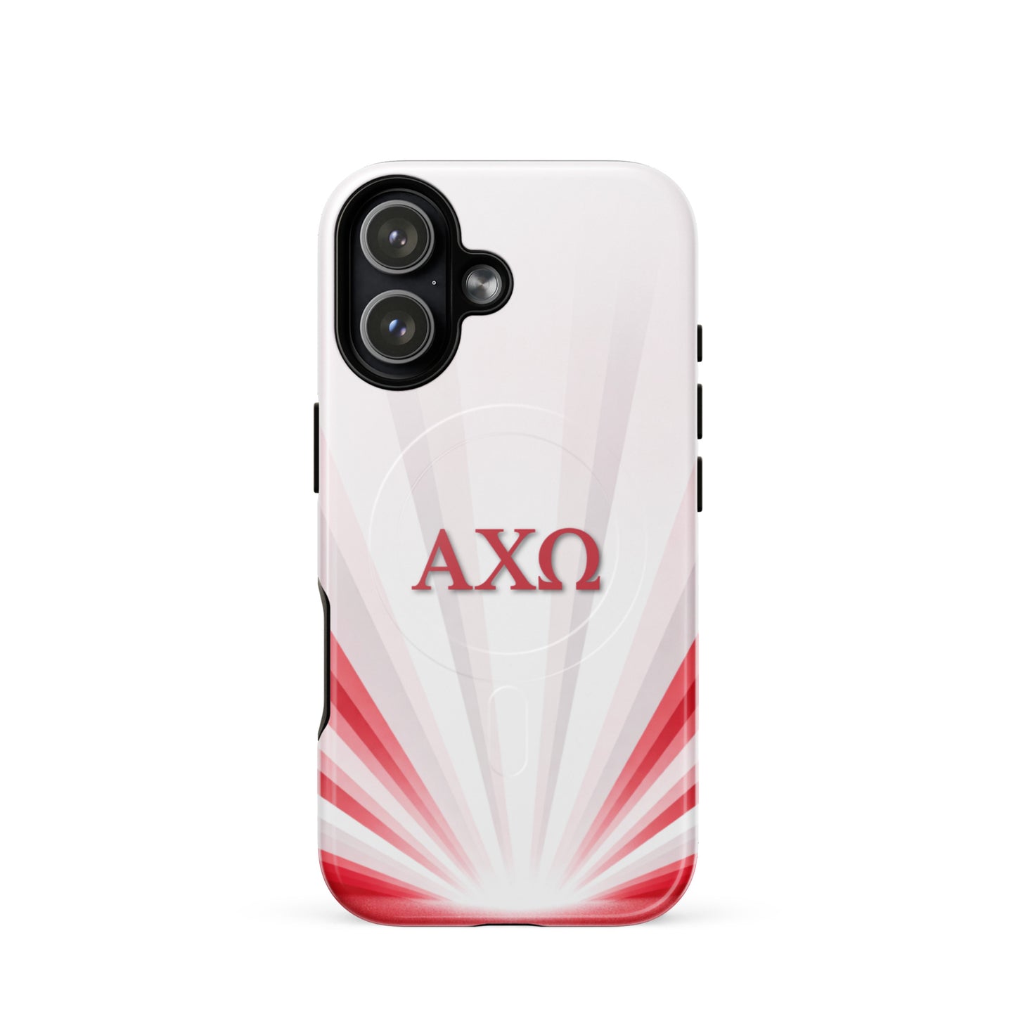 AXO sorority iPhone 17 phone case - Alpha Chi Omega Radiant Sunburst design with MagSafe compatibility