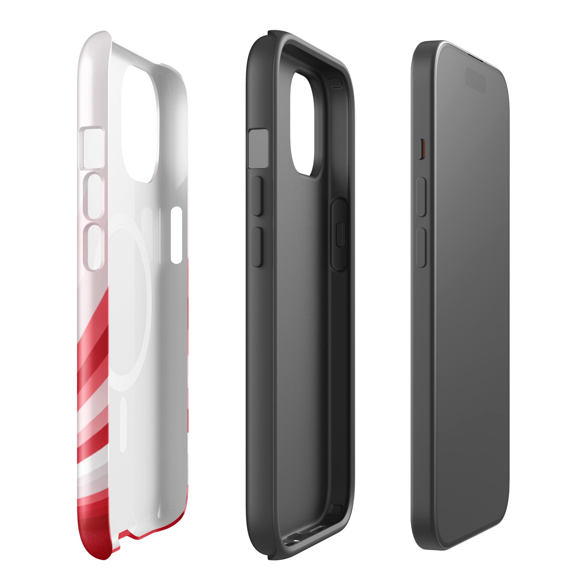Side view of Alpha Chi Omega Radiant Sunburst iPhone case showing dual-layer MagSafe protection