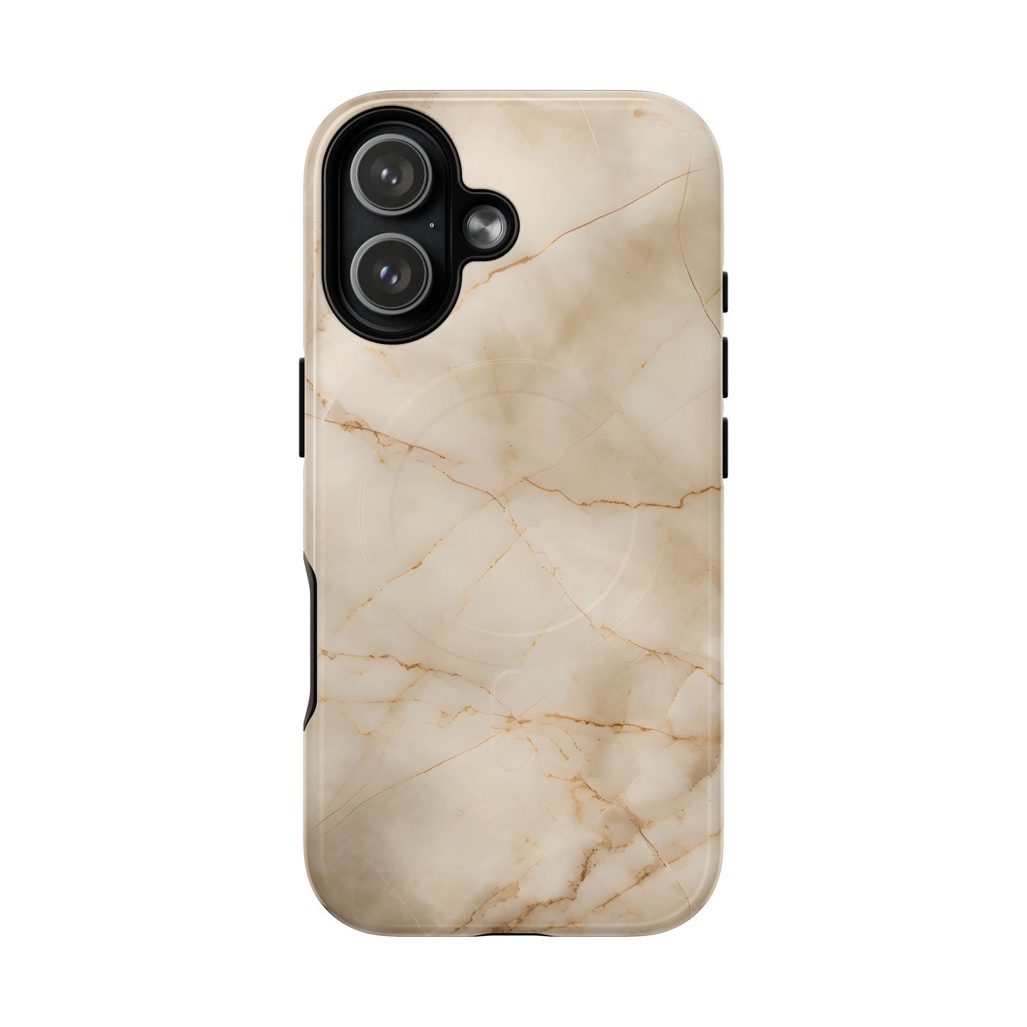 Parchment Mist beige marble iPhone 17 MagSafe case featuring soft parchment stone texture with subtle golden veining in a minimalist neutral design.