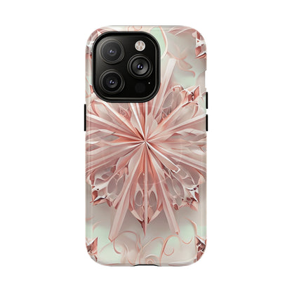 Blush Frost blush pink floral iPhone 14 Pro MagSafe case featuring soft sculpted petal geometry with delicate frosted botanical design.