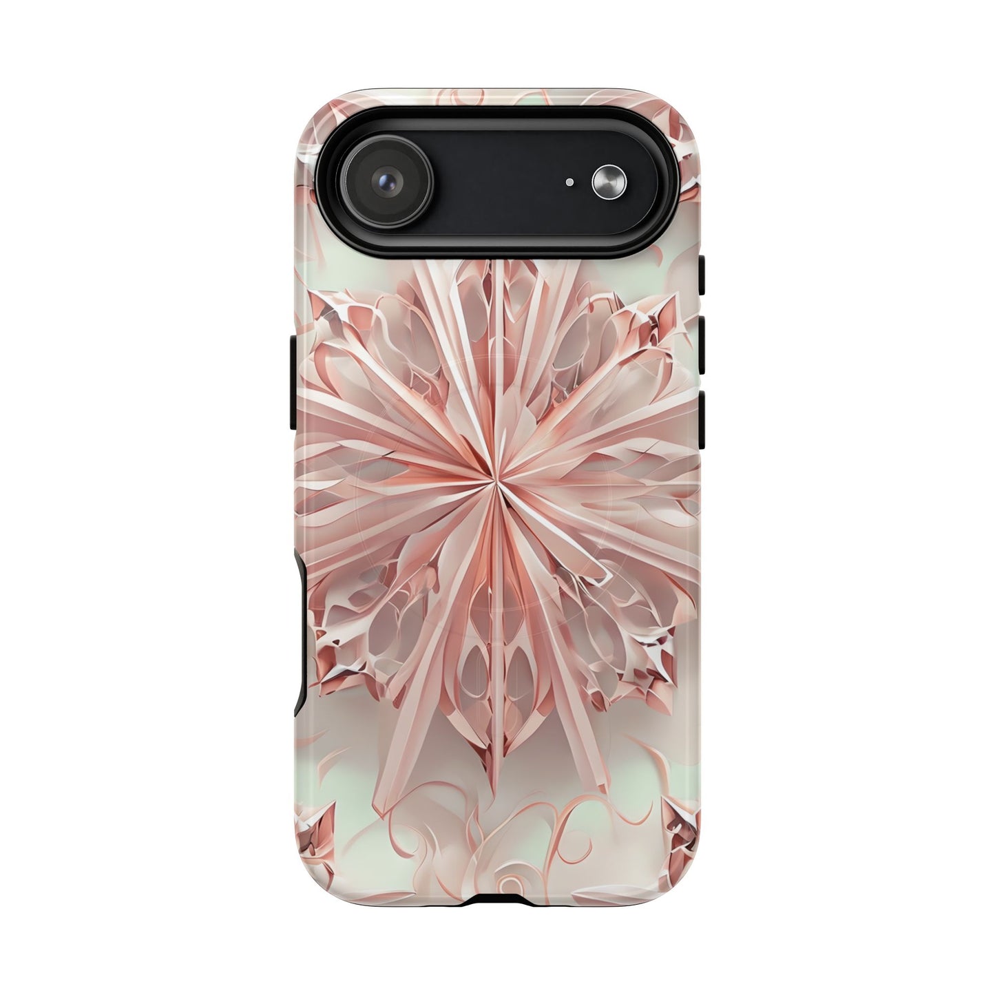 Blush Frost blush pink floral iPhone 17 Air MagSafe case featuring soft sculpted petal geometry with delicate frosted botanical design.