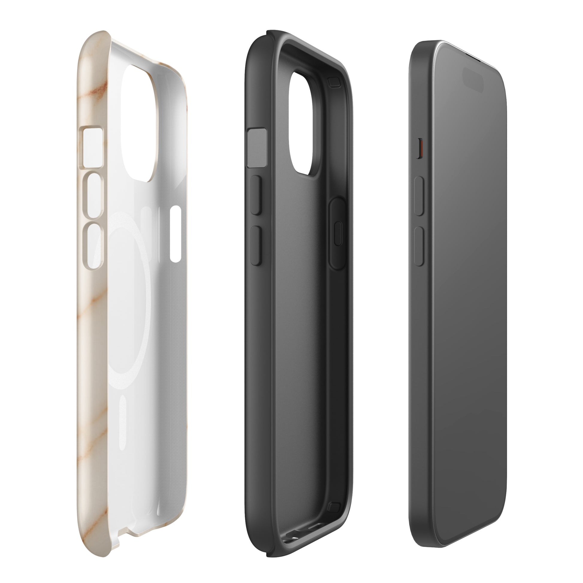 Chi Omega iPhone case with neutral marble design protective dual layers
