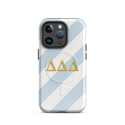 DDD Minimal Stripe iPhone 14 Pro case - classic Delta Delta Delta gift for bid day, big little reveals, graduation, and alumnae