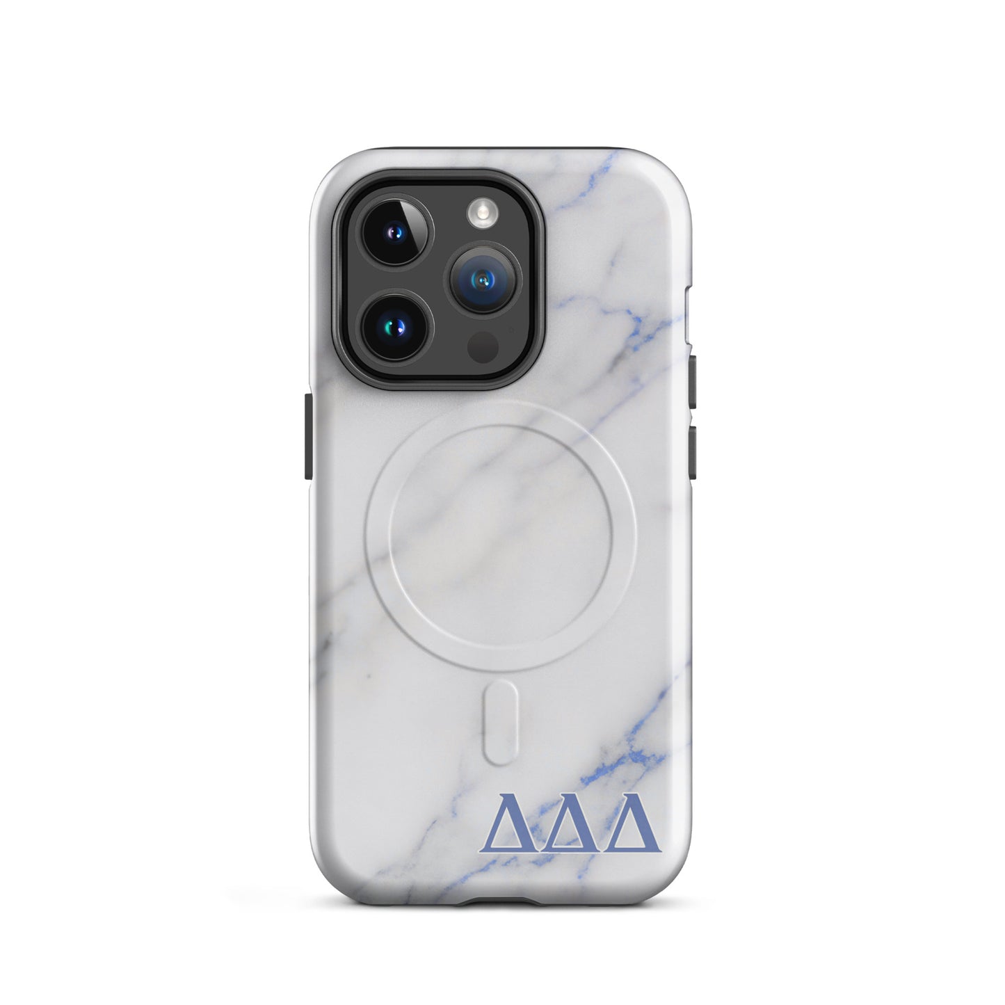 Delta Delta Delta Tri Delta Marble iPhone 14 Pro case - refined sorority gift for bid day, big little reveal, or graduation