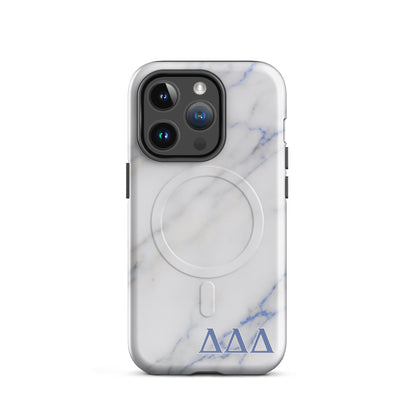 Delta Delta Delta Tri Delta Marble iPhone 14 Pro case - refined sorority gift for bid day, big little reveal, or graduation
