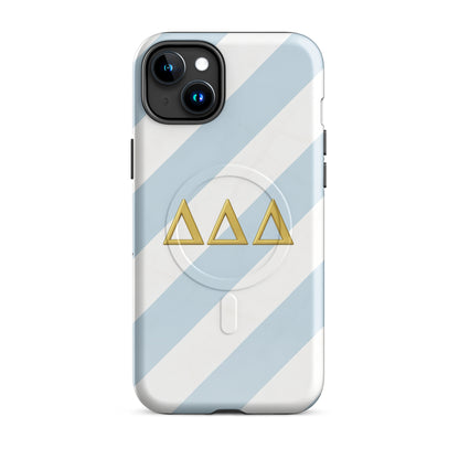 DDD Minimal Stripe iPhone 15 Plus case - classic Delta Delta Delta gift for bid day, big little reveals, graduation, and alumnae