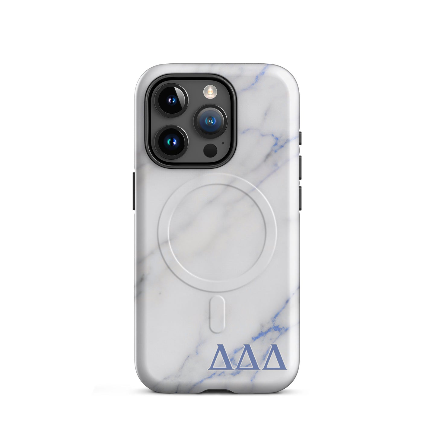 Delta Delta Delta Tri Delta Marble iPhone 15 Pro case - refined sorority gift for bid day, big little reveal, or graduation