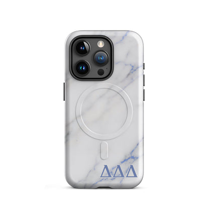 Delta Delta Delta Tri Delta Marble iPhone 15 Pro case - refined sorority gift for bid day, big little reveal, or graduation