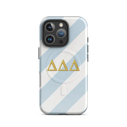 DDD Minimal Stripe iPhone 16 Pro case - classic Delta Delta Delta gift for bid day, big little reveals, graduation, and alumnae