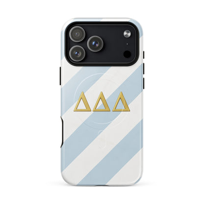 DDD Minimal Stripe iPhone 17  Pro Max case - classic Delta Delta Delta gift for bid day, big little reveals, graduation, and alumnae