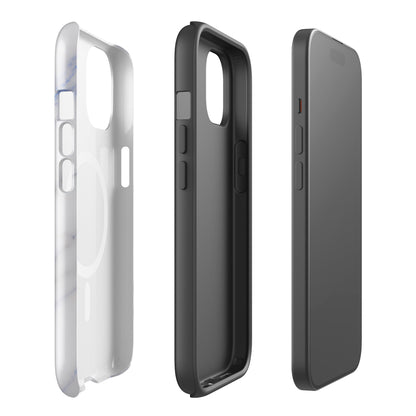 Inside view of Delta Delta Delta Tri Delt Marble iPhone case showing dual-layer shockproof TPU liner and MagSafe magnets
