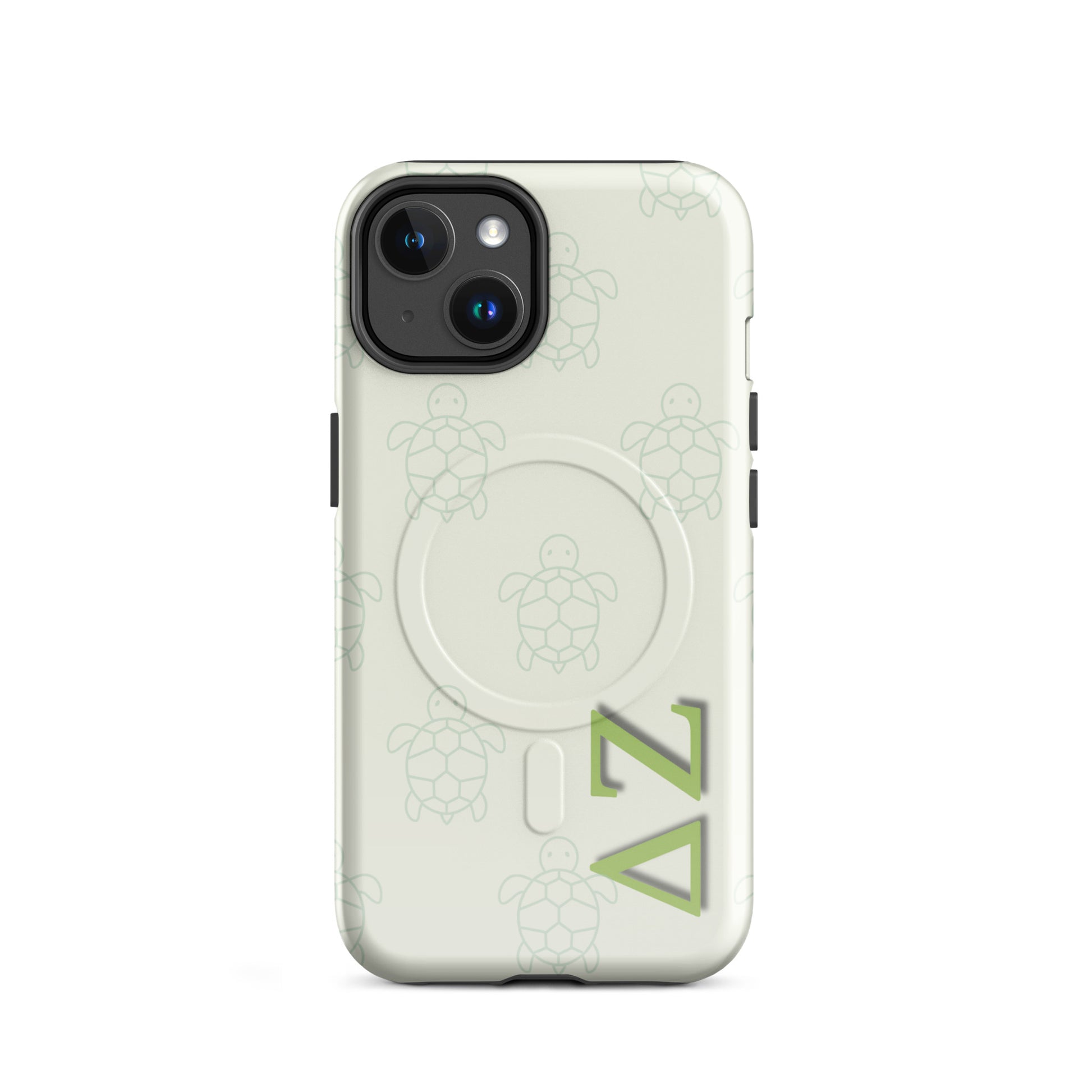 Delta Zeta turtle pattern iPhone 14 MagSafe case with ΔΖ letters glossy or matte