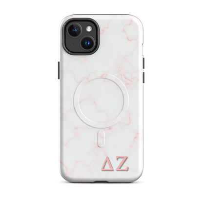 Delta Zeta® Pink Vein MagSafe® iPhone Case - Elegant Marble Sorority Design