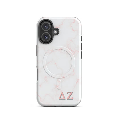 Delta Zeta® Pink Vein MagSafe® iPhone Case - Elegant Marble Sorority Design