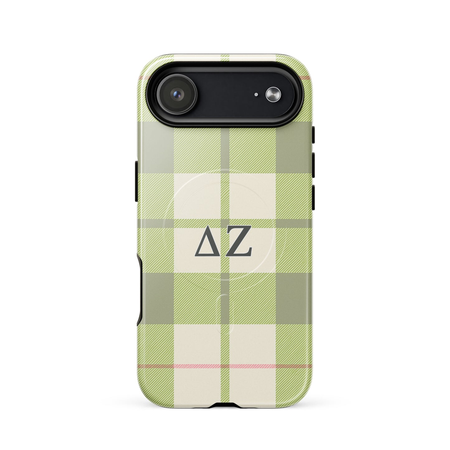 Delta Zeta green plaid iPhone 17 air MagSafe case with ΔΖ letters glossy or matte