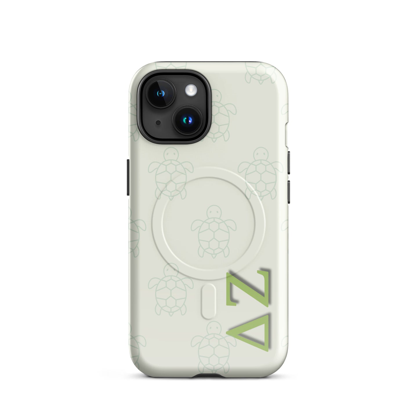 Delta Zeta turtle pattern iPhone MagSafe case with ΔΖ letters glossy or matte