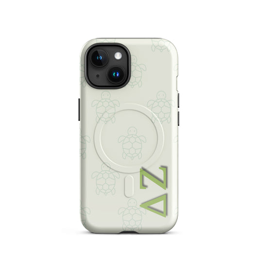 Delta Zeta turtle pattern iPhone MagSafe case with ΔΖ letters glossy or matte