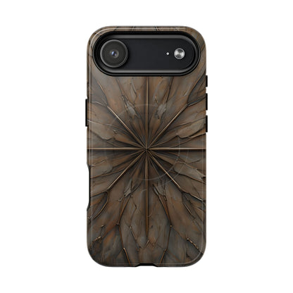 Earthstone Mandala iPhone 17 Air MagSafe case featuring a symmetrical stone-textured mandala design in rich brown and earth tones.