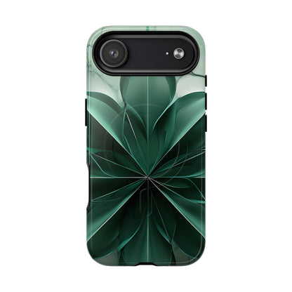 Emerald Bloom emerald, green floral iPhone 17 Air MagSafe case featuring layered abstract botanical petals in deep green tones.