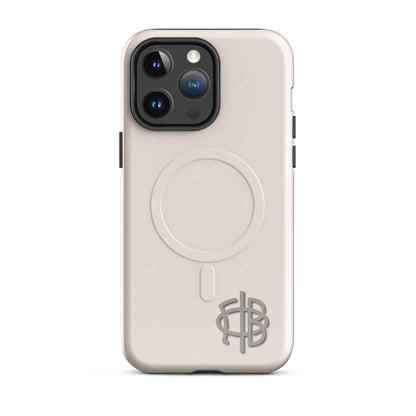 Gamma Phi Beta iPhone 14 Pro Max case featuring official symbol and crescent moons, slim durable cover with MagSafe compatibility and minimalist design