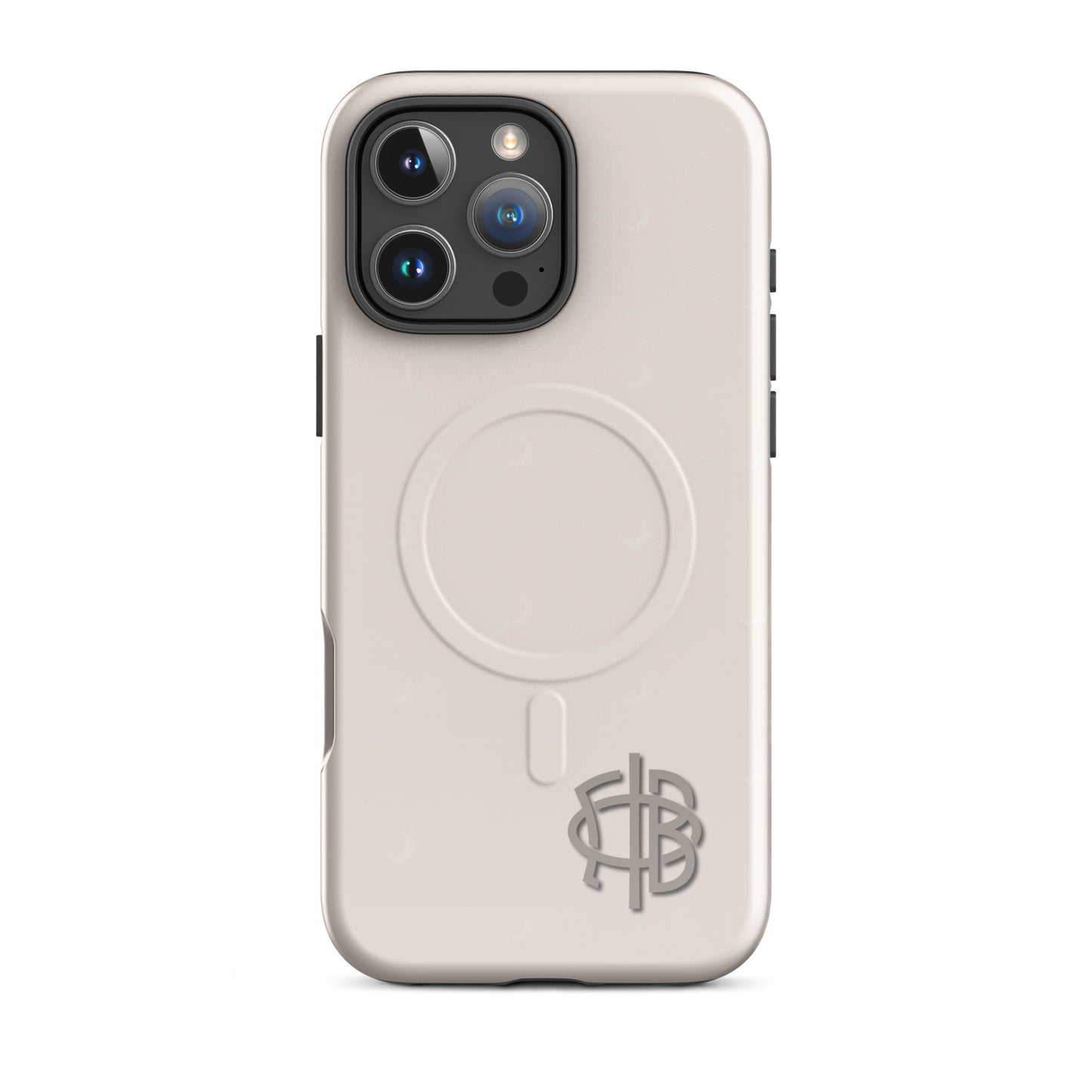 Gamma Phi Beta iPhone 16 Pro Max case featuring official symbol and crescent moons, slim durable cover with MagSafe compatibility and minimalist design