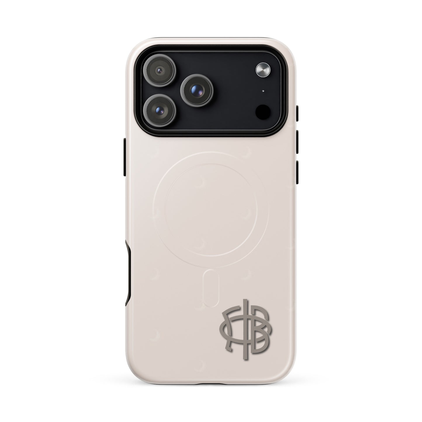 Gamma Phi Beta iPhone 17 Pro Max case featuring official symbol and crescent moons, slim durable cover with MagSafe compatibility and minimalist design