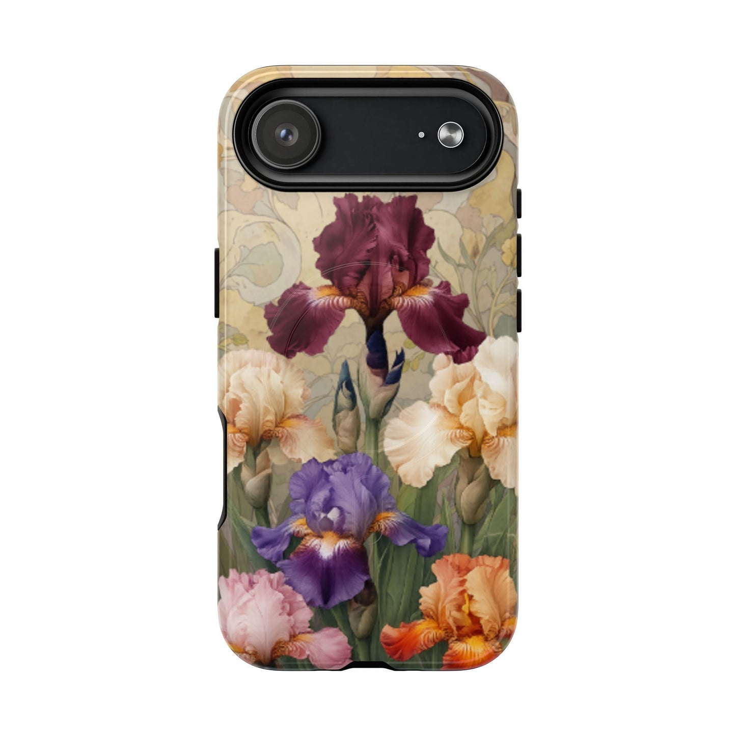 Multicolor iris floral art nouveau iPhone 17 Air MagSafe phone case with botanical iris flower design