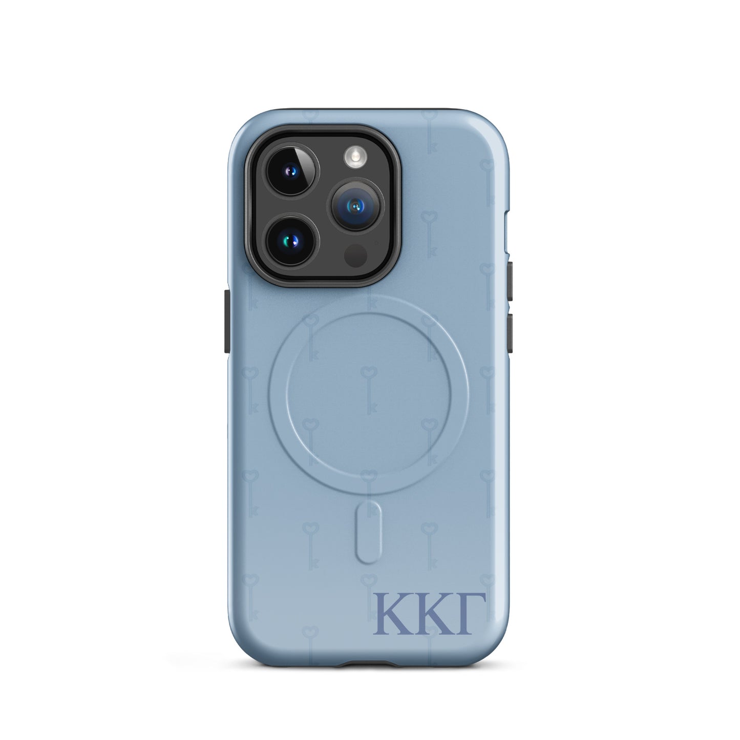 Kappa Kappa Gamma blue iPhone 14 Pro case – minimalist key motif design with Greek letters, durable slim protective sorority phone case