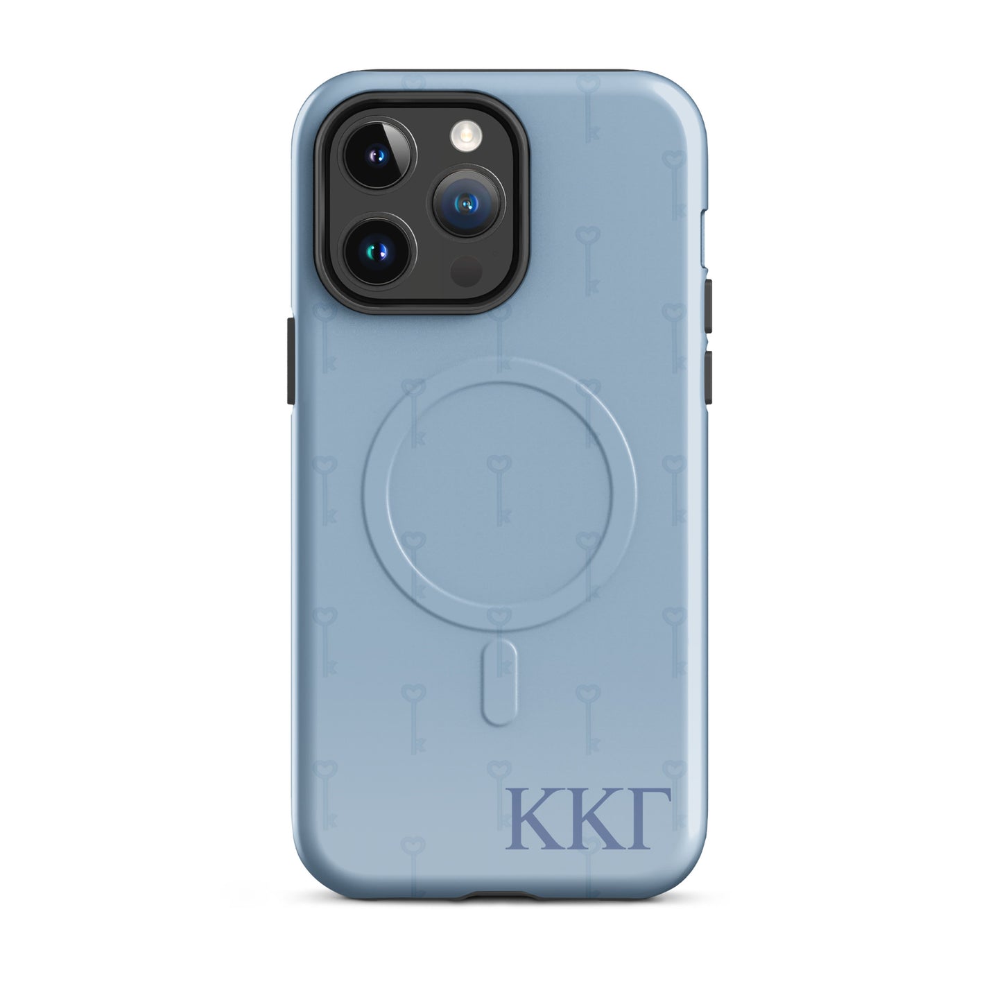 Kappa Kappa Gamma blue iPhone 14 Pro Max case – minimalist key motif design with Greek letters, durable slim protective sorority phone case