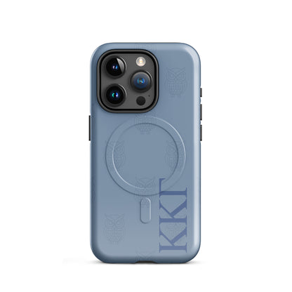 Kappa Kappa Gamma ΚΚΓ iPhone 15 Pro case with repeating owl motif, lightweight dual-layer protection, subtle minimalist sorority design