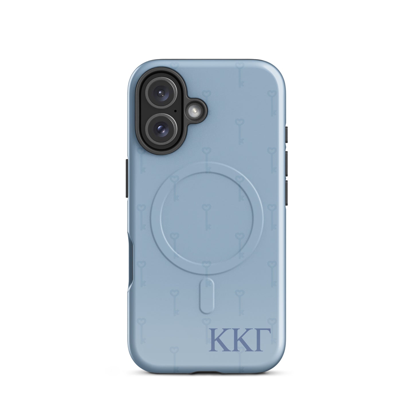 Kappa Kappa Gamma blue iPhone 16 case – minimalist key motif design with Greek letters, durable slim protective sorority phone case