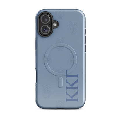 Kappa Kappa Gamma ΚΚΓ iPhone 16 Plus case with repeating owl motif, lightweight dual-layer protection, subtle minimalist sorority design