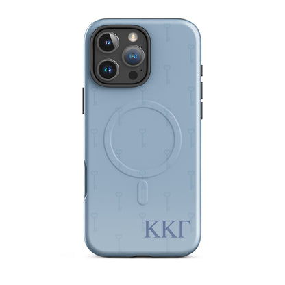 Kappa Kappa Gamma blue iPhone 16 Pro Max case – minimalist key motif design with Greek letters, durable slim protective sorority phone case