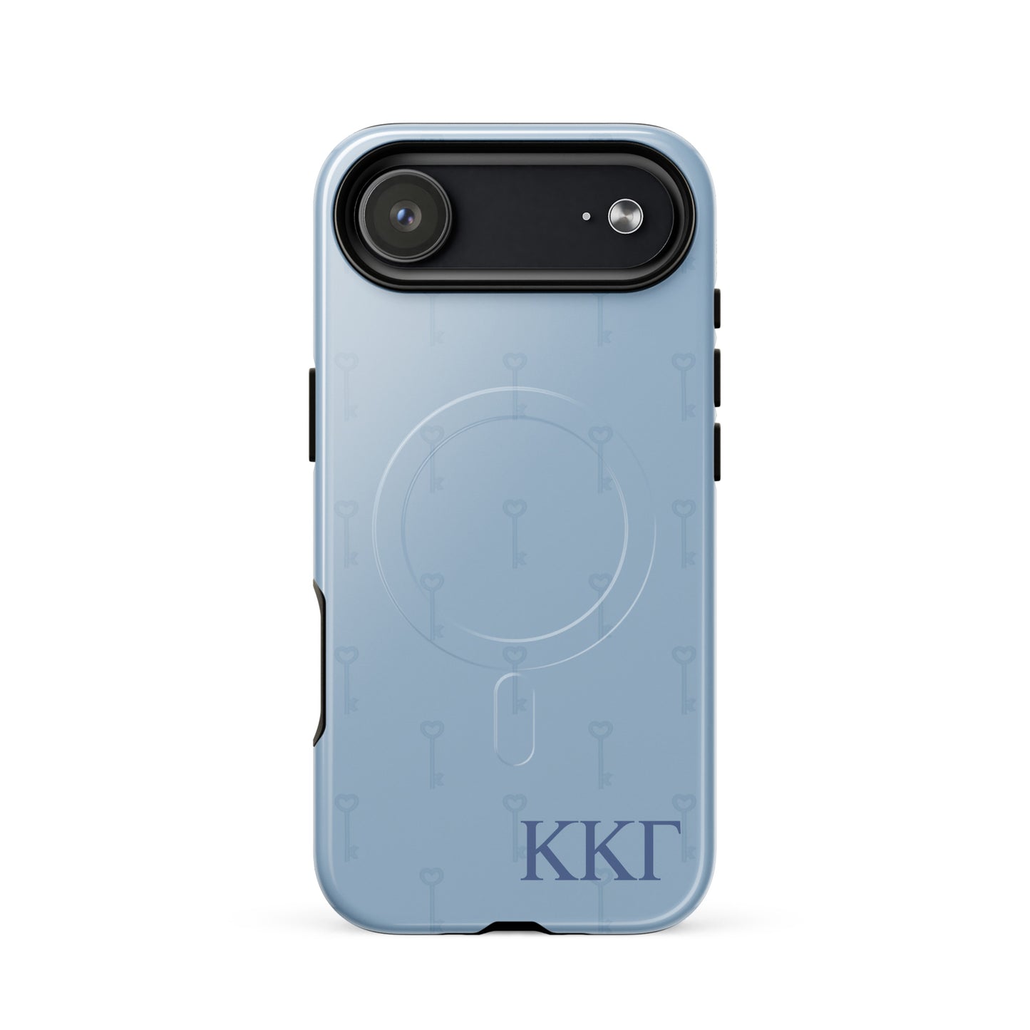 Kappa Kappa Gamma ΚΚΓ iPhone 17 Air case with repeating key pattern, lightweight dual-layer protection, subtle minimalist sorority design