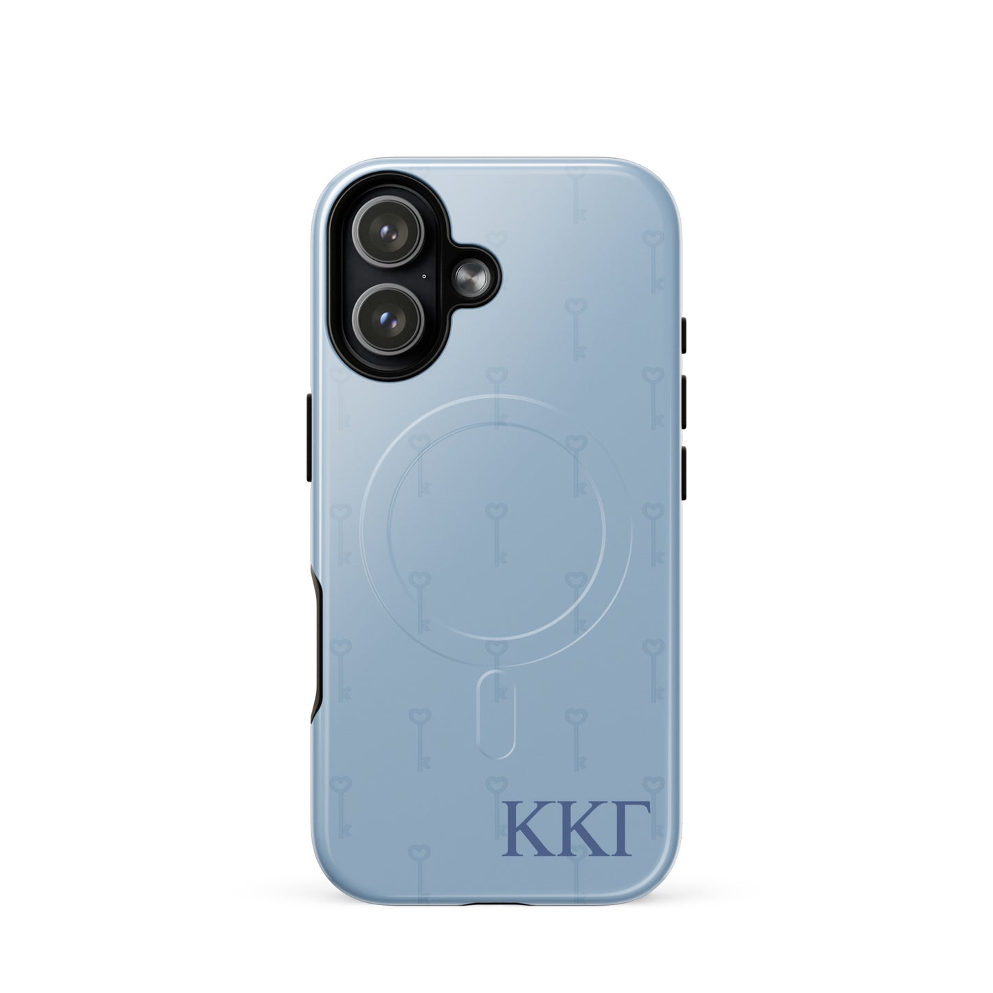Kappa Kappa Gamma blue iPhone 17 case – minimalist key motif design with Greek letters, durable slim protective sorority phone case