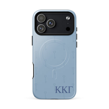 Kappa Kappa Gamma blue iPhone 17 Pro Max case – minimalist key motif design with Greek letters, durable slim protective sorority phone case