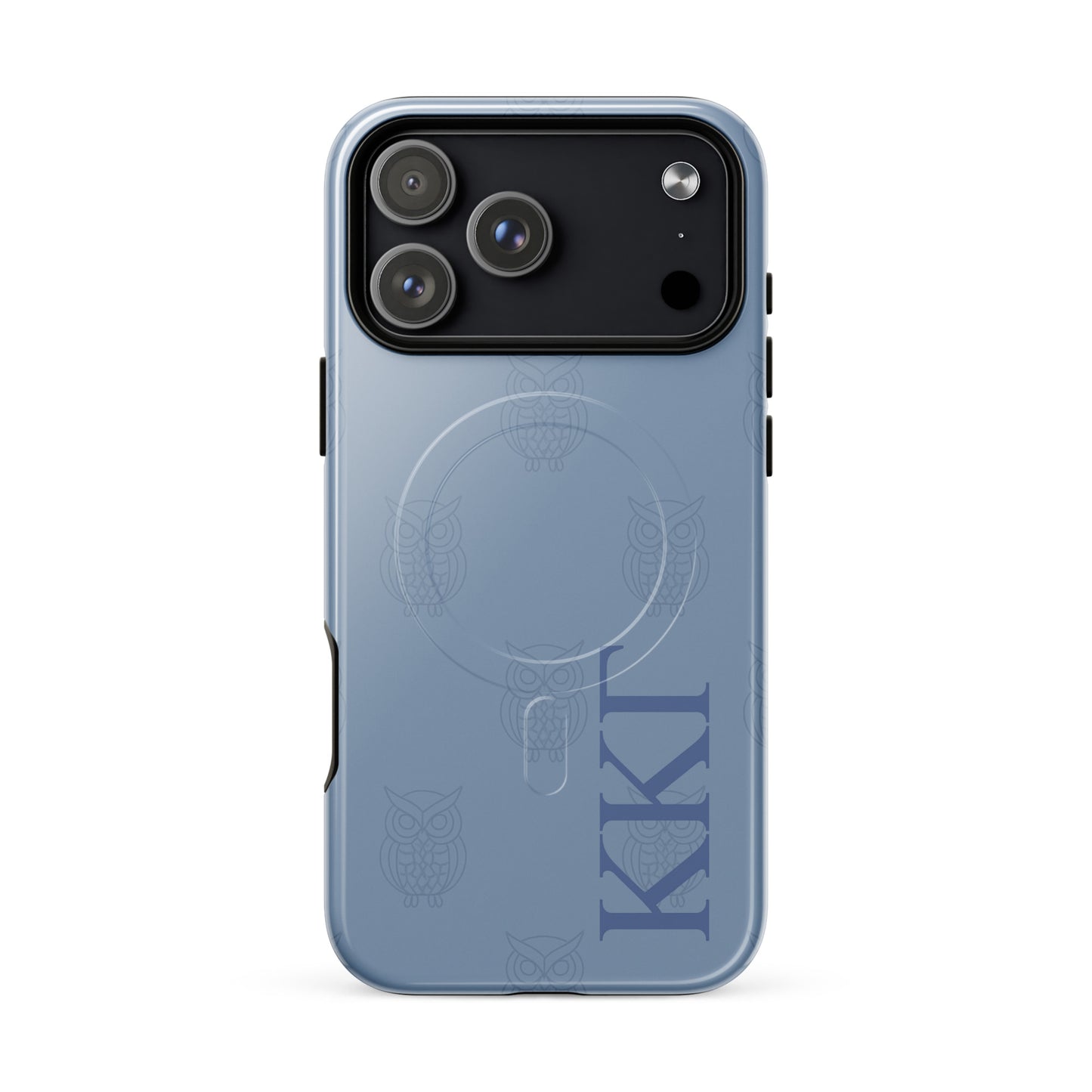 Kappa Kappa Gamma ΚΚΓ iPhone 17 Pro Max case with repeating owl motif, lightweight dual-layer protection, subtle minimalist sorority design