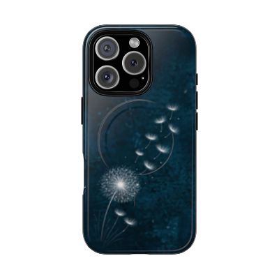 Aesthetic nature iPhone 16 Pro case with delicate dandelion and seed drift