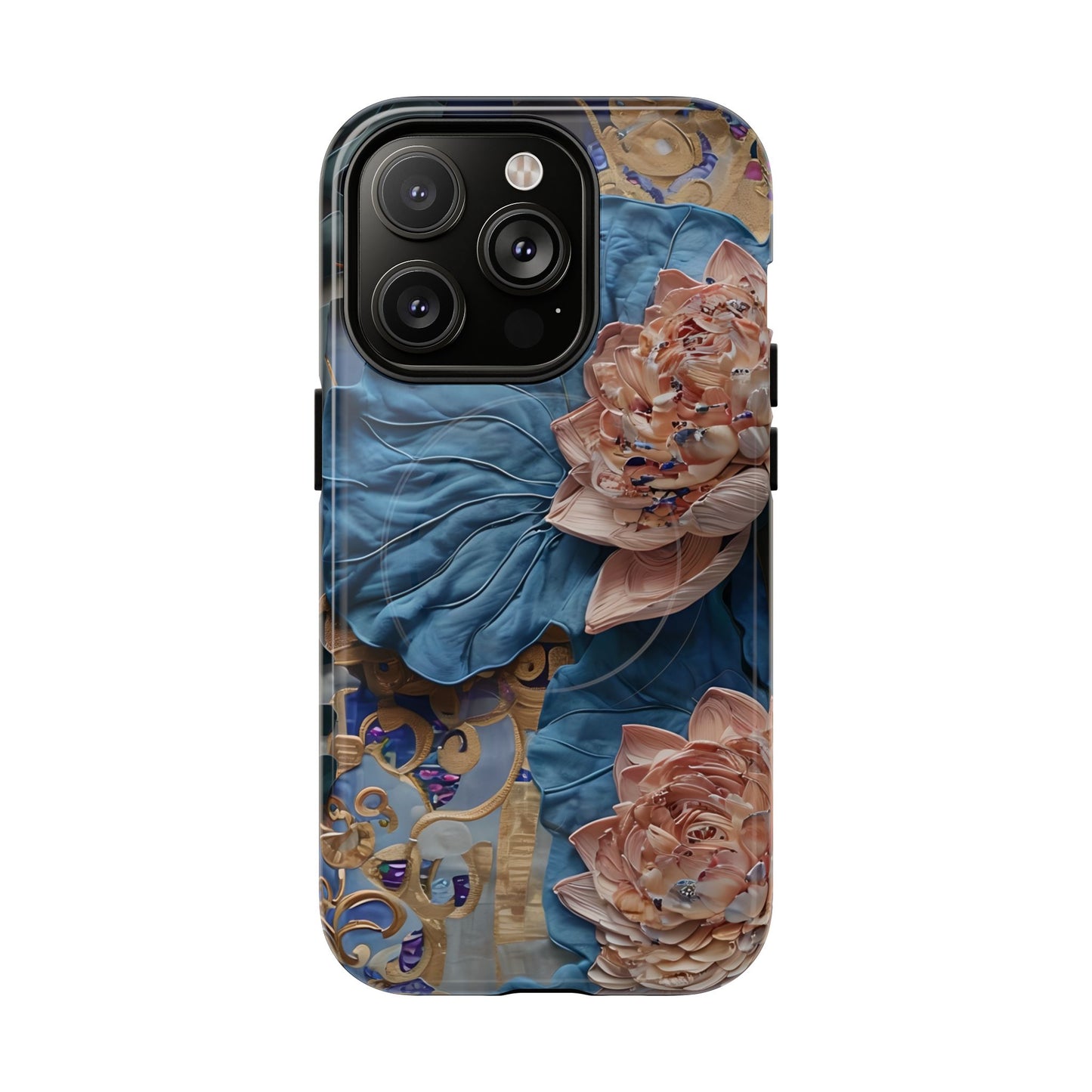 Peony Midnight Tapestry floral iPhone 14 Pro MagSafe phone case with botanical peony design